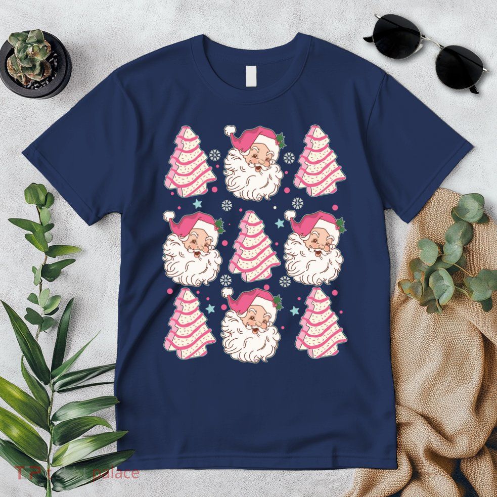 Cute Christmas Snack Cake Trees Santa Claus Premium T-Shirt