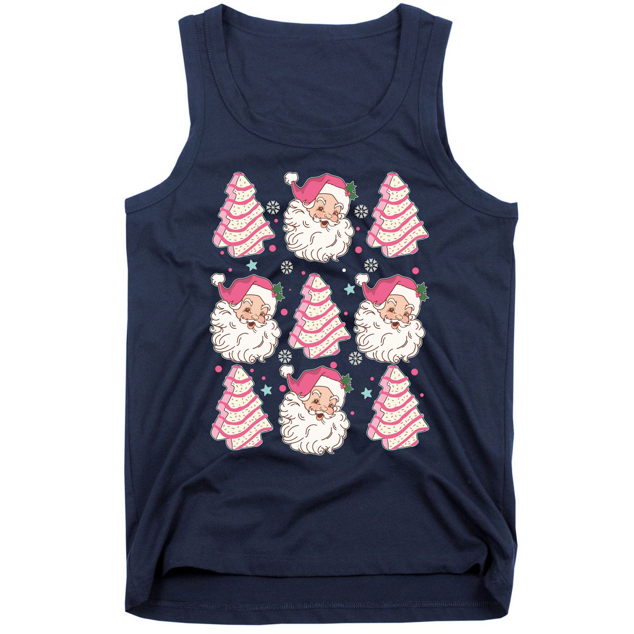 Cute Christmas Snack Cake Trees Santa Claus Tank Top