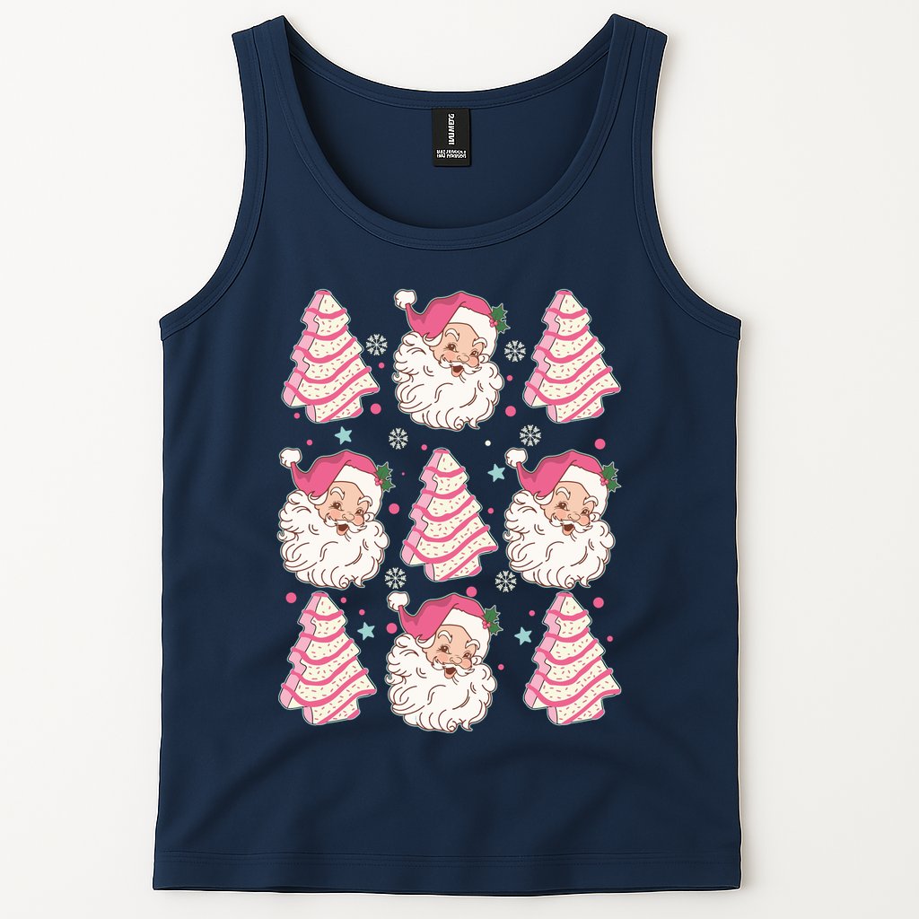 Cute Christmas Snack Cake Trees Santa Claus Tank Top