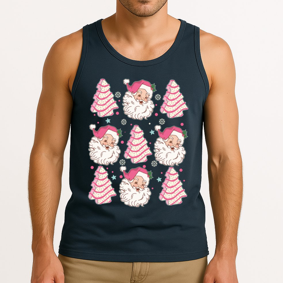 Cute Christmas Snack Cake Trees Santa Claus Tank Top