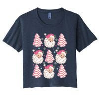 Cute Christmas Snack Cake Trees Santa Claus Women's Crop Top Tee