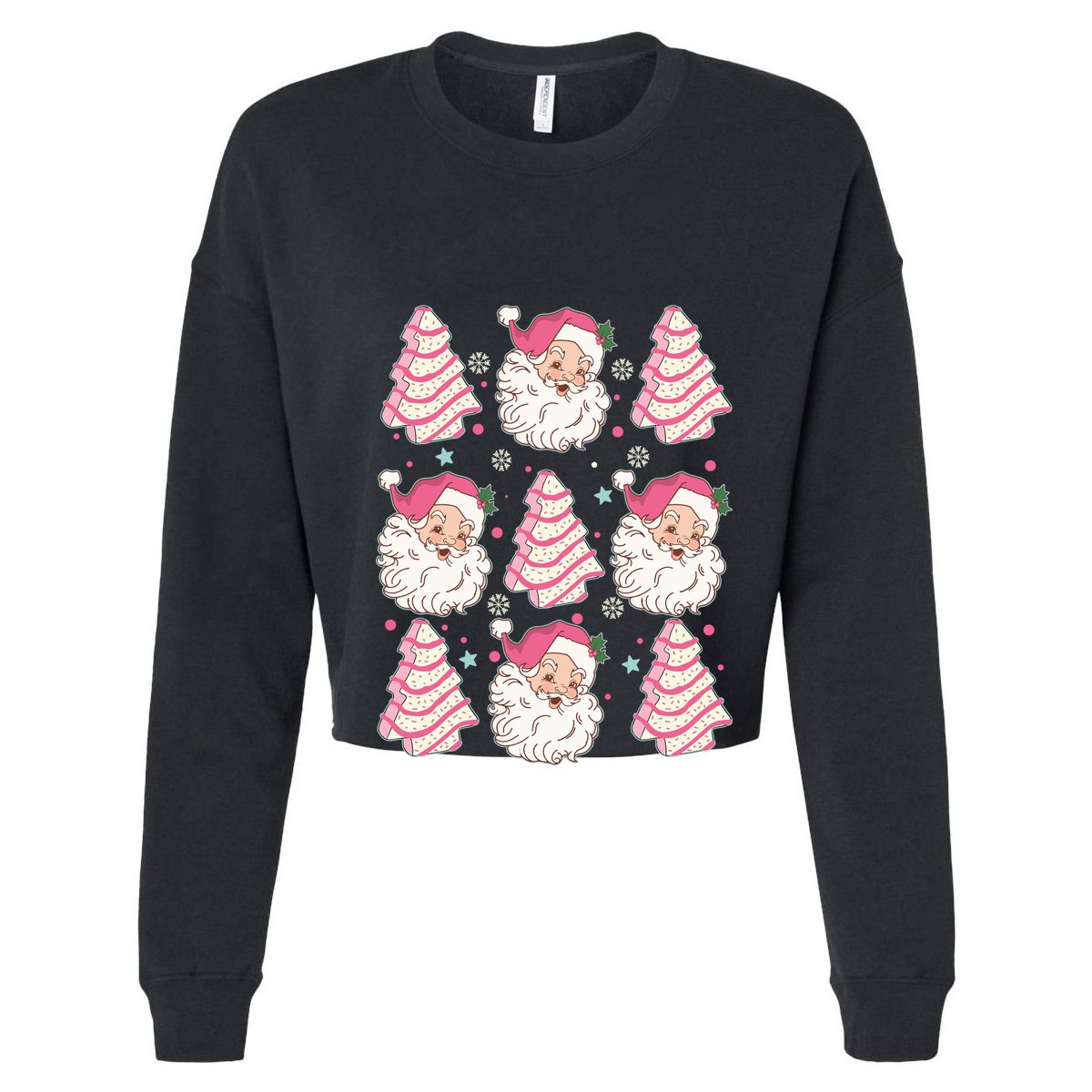 Cute Christmas Snack Cake Trees Santa Claus Women's Crop Top Tee