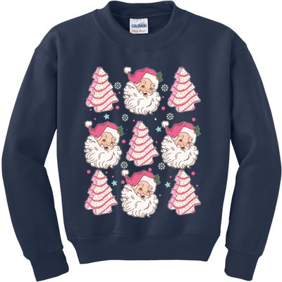 Cute Christmas Snack Cake Trees Santa Claus Kids Sweatshirt