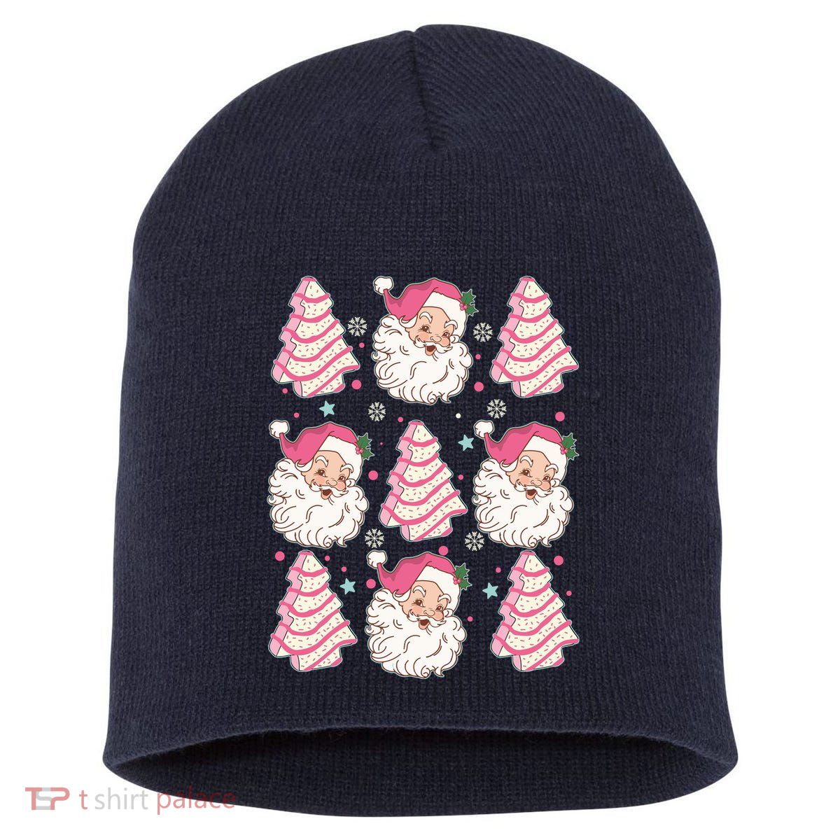 Cute Christmas Snack Cake Trees Santa Claus Short Acrylic Beanie