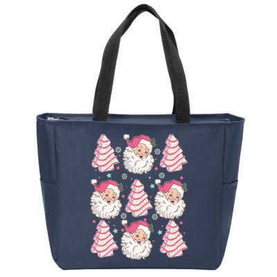 Cute Christmas Snack Cake Trees Santa Claus Zip Tote Bag