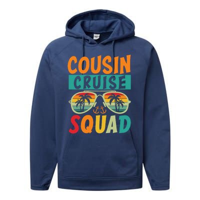 Cousin Cruise Squad 2025 Cruise Ship Party Group Vacation Performance Fleece Hoodie