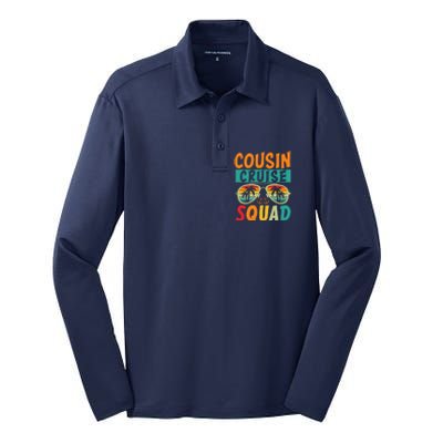 Cousin Cruise Squad 2025 Cruise Ship Party Group Vacation Silk Touch Performance Long Sleeve Polo