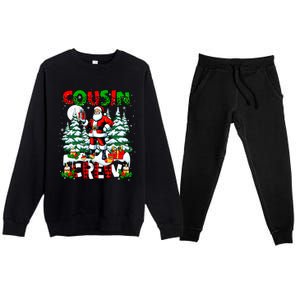 Cousin Crew Santa Leopard Christmas Trees Family Lover Gift Premium Crewneck Sweatsuit Set