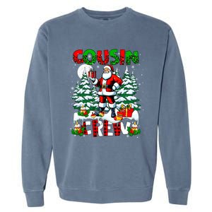 Cousin Crew Santa Leopard Christmas Trees Family Lover Gift Garment-Dyed Sweatshirt