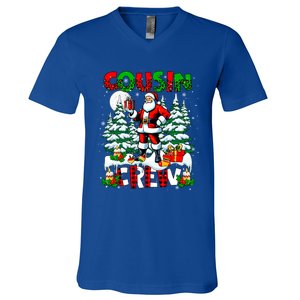 Cousin Crew Santa Leopard Christmas Trees Family Lover Gift V-Neck T-Shirt