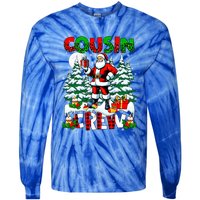 Cousin Crew Santa Leopard Christmas Trees Family Lover Gift Tie-Dye Long Sleeve Shirt