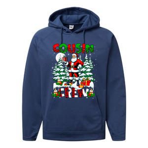 Cousin Crew Santa Leopard Christmas Trees Family Lover Gift Performance Fleece Hoodie