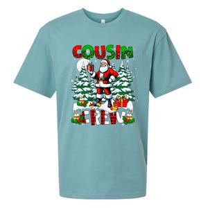 Cousin Crew Santa Leopard Christmas Trees Family Lover Gift Sueded Cloud Jersey T-Shirt