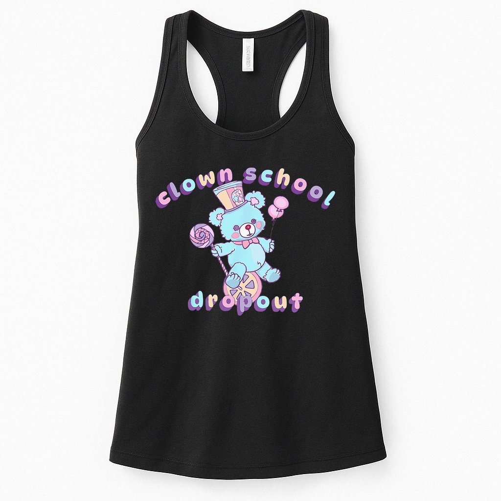 Clowncore Clown School Dropout Pastel Goth Teddy Bear Circus Womens Tank Top