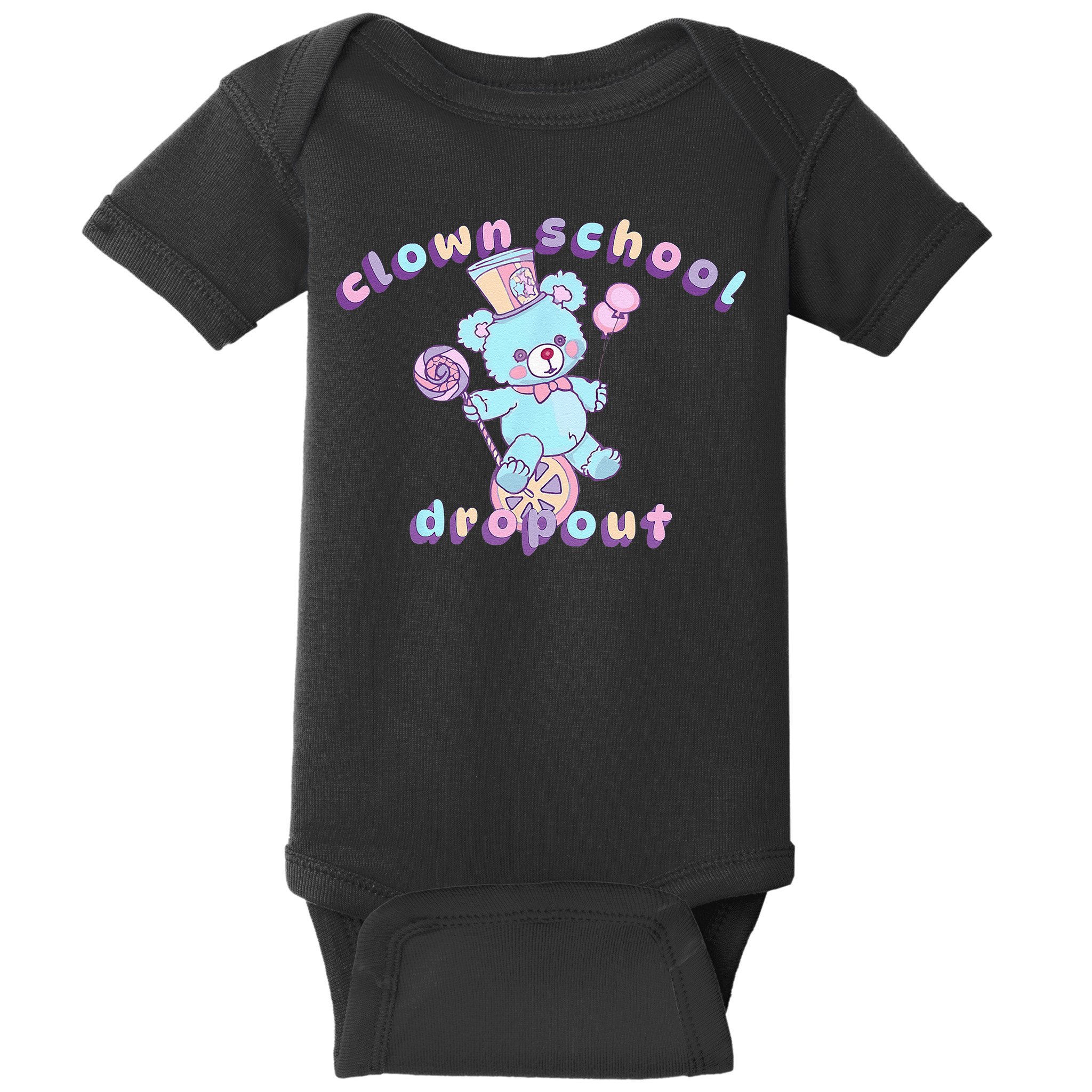Clowncore Clown School Dropout Pastel Goth Teddy Bear Circus Baby Bodysuit
