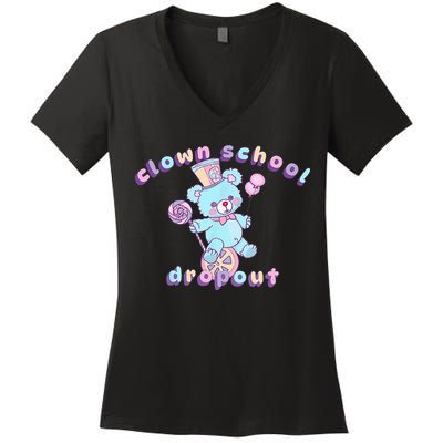 Clowncore Clown School Dropout Pastel Goth Teddy Bear Circus Women's V-Neck T-Shirt