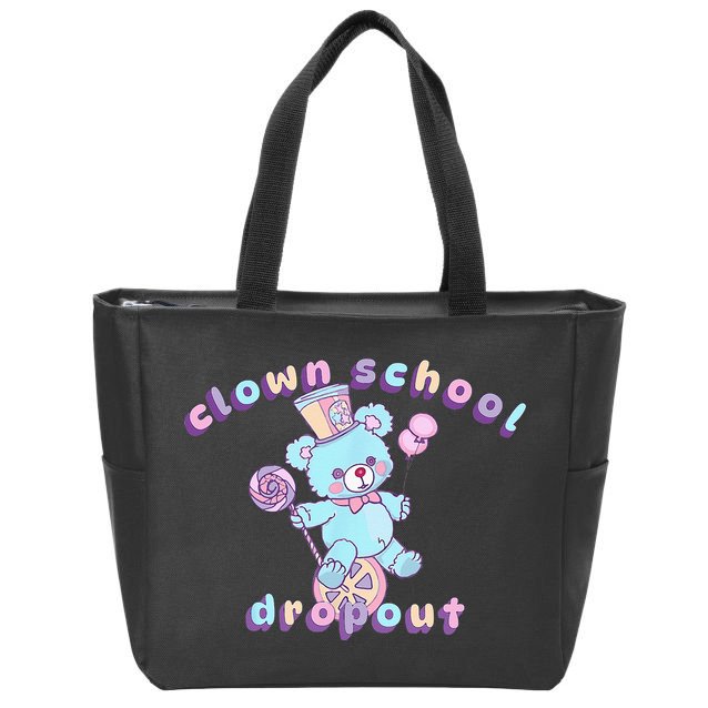 Clowncore Clown School Dropout Pastel Goth Teddy Bear Circus Zip Tote Bag