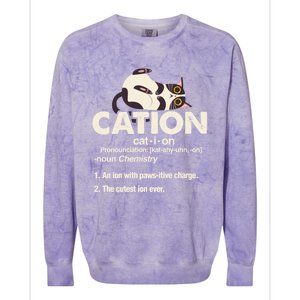 Cation Cat Science Chemistry Teacher Chemist Kitten Lover Meaningful Gift Colorblast Crewneck Sweatshirt