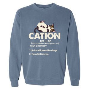 Cation Cat Science Chemistry Teacher Chemist Kitten Lover Meaningful Gift Garment-Dyed Sweatshirt