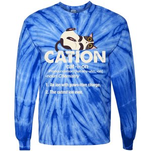 Cation Cat Science Chemistry Teacher Chemist Kitten Lover Meaningful Gift Tie-Dye Long Sleeve Shirt