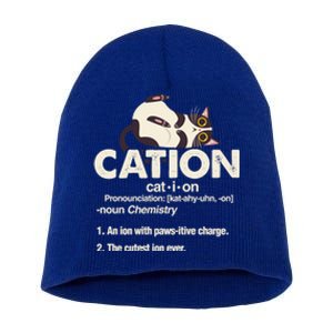 Cation Cat Science Chemistry Teacher Chemist Kitten Lover Meaningful Gift Short Acrylic Beanie