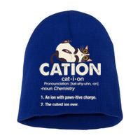 Cation Cat Science Chemistry Teacher Chemist Kitten Lover Meaningful Gift Short Acrylic Beanie