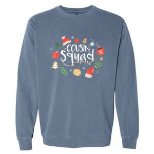 Christmas Cousin Squad Crew Matching Family Group Xmas Party Gift Garment-Dyed Sweatshirt