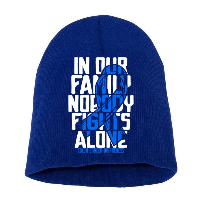 Colon Cancer Support Tee Family Blue Colon Cancer Awareness Gift Short Acrylic Beanie