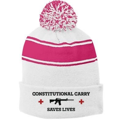 Constitutional Carry Saves Lives Stripe Pom Pom Beanie