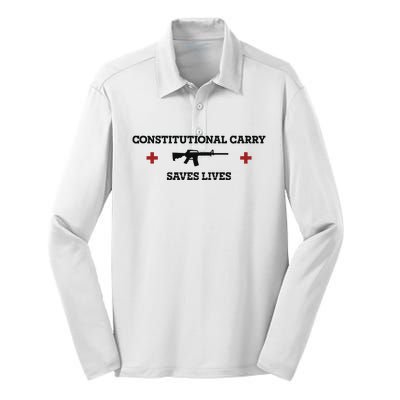 Constitutional Carry Saves Lives Silk Touch Performance Long Sleeve Polo