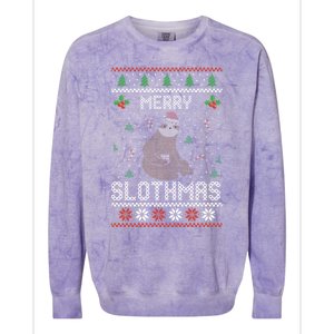 Christmas Costume Sloth Lover Merry Slothmas Xmas Cool Gift Colorblast Crewneck Sweatshirt