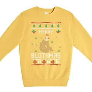 Christmas Costume Sloth Lover Merry Slothmas Xmas Cool Gift Premium Crewneck Sweatshirt