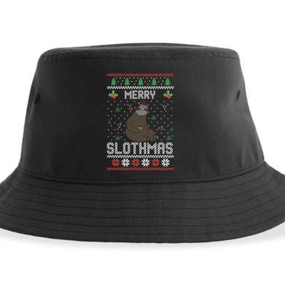 Christmas Costume Sloth Lover Merry Slothmas Xmas Cool Gift Sustainable Bucket Hat