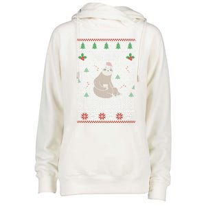 Christmas Costume Sloth Lover Merry Slothmas Xmas Cool Gift Womens Funnel Neck Pullover Hood