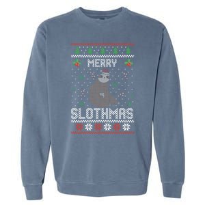 Christmas Costume Sloth Lover Merry Slothmas Xmas Cool Gift Garment-Dyed Sweatshirt