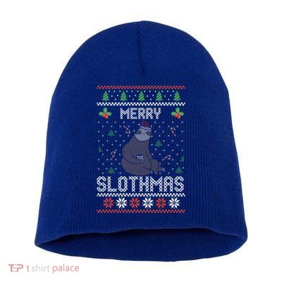 Christmas Costume Sloth Lover Merry Slothmas Xmas Cool Gift Short Acrylic Beanie