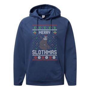 Christmas Costume Sloth Lover Merry Slothmas Xmas Cool Gift Performance Fleece Hoodie