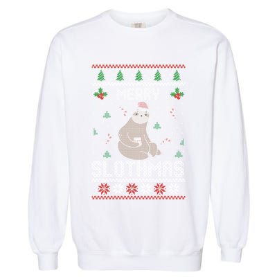 Christmas Costume Sloth Lover Merry Slothmas Xmas Cool Gift Garment-Dyed Sweatshirt