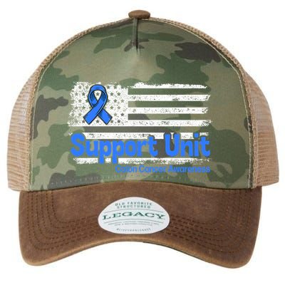 Colon Cancer Support Unit Flag Blue Colon Cancer Awareness Funny Gift Legacy Tie Dye Trucker Hat
