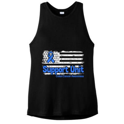 Colon Cancer Support Unit Flag Blue Colon Cancer Awareness Funny Gift Ladies PosiCharge Tri-Blend Wicking Tank
