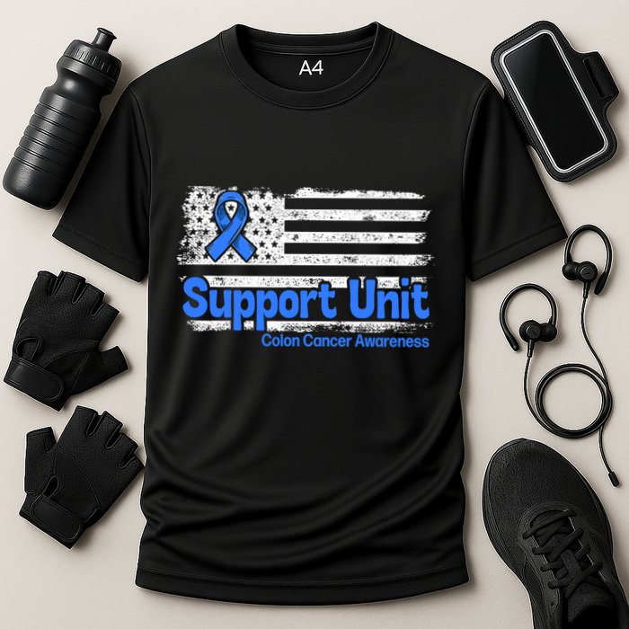 Colon Cancer Support Unit Flag Blue Colon Cancer Awareness Funny Gift Cooling Performance Crew T-Shirt