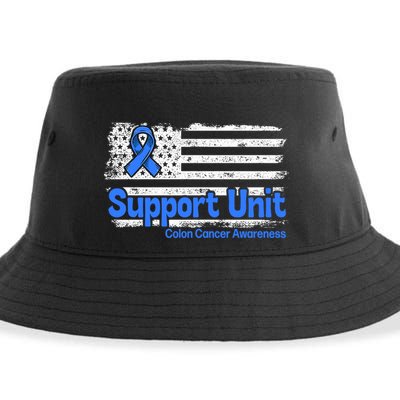 Colon Cancer Support Unit Flag Blue Colon Cancer Awareness Funny Gift Sustainable Bucket Hat