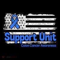 Colon Cancer Support Unit Flag Blue Colon Cancer Awareness Funny Gift Sustainable Bucket Hat