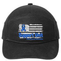 Colon Cancer Support Unit Flag Blue Colon Cancer Awareness Funny Gift 7-Panel Snapback Hat