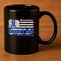 Colon Cancer Support Unit Flag Blue Colon Cancer Awareness Funny Gift 11oz C Handle Ceramic Mug