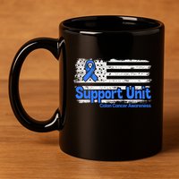 Colon Cancer Support Unit Flag Blue Colon Cancer Awareness Funny Gift 11oz C Handle Ceramic Mug
