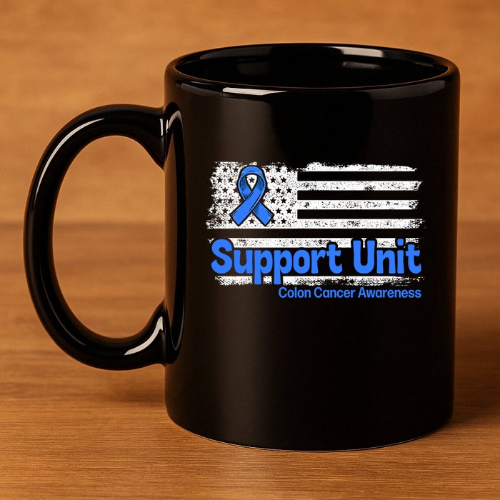 Colon Cancer Support Unit Flag Blue Colon Cancer Awareness Funny Gift 11oz C Handle Ceramic Mug