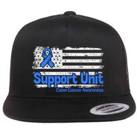 Colon Cancer Support Unit Flag Blue Colon Cancer Awareness Funny Gift Flat Bill Trucker Hat