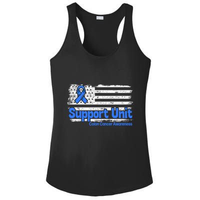 Colon Cancer Support Unit Flag Blue Colon Cancer Awareness Funny Gift Ladies PosiCharge Competitor Racerback Tank