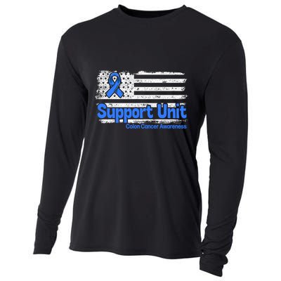 Colon Cancer Support Unit Flag Blue Colon Cancer Awareness Funny Gift Cooling Performance Long Sleeve Crew
